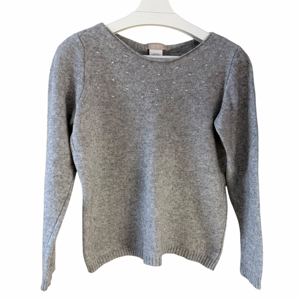 HEKLA & CO. Grey Merino Cashmere Knit Sweater Minimalist m/l - Picture 3 of 11